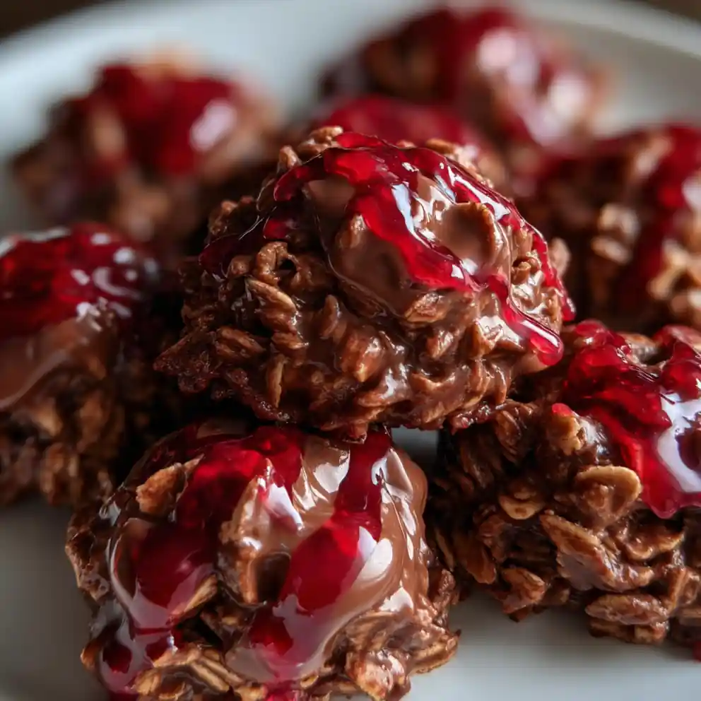 No Bake Cookies Recipe Cocoa Oat Mounds With Raspberry Drip 4 no bake cookies recipe Cocoa Oat Mounds with Raspberry Drip