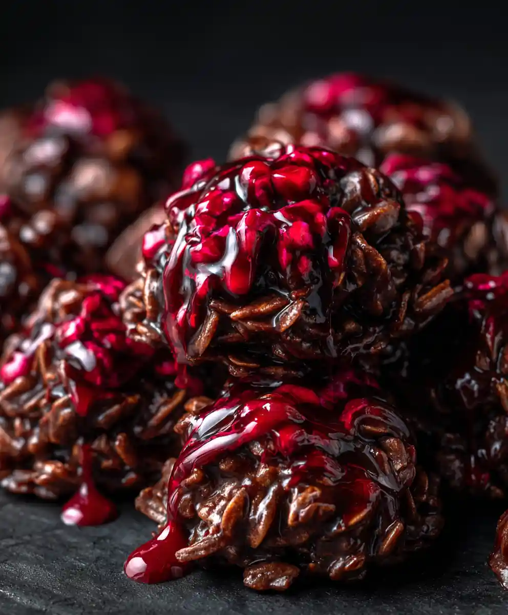 No Bake Cookies Recipe Cocoa Oat Mounds With Raspberry Drip 5 no bake cookies recipe Cocoa Oat Mounds with Raspberry Drip