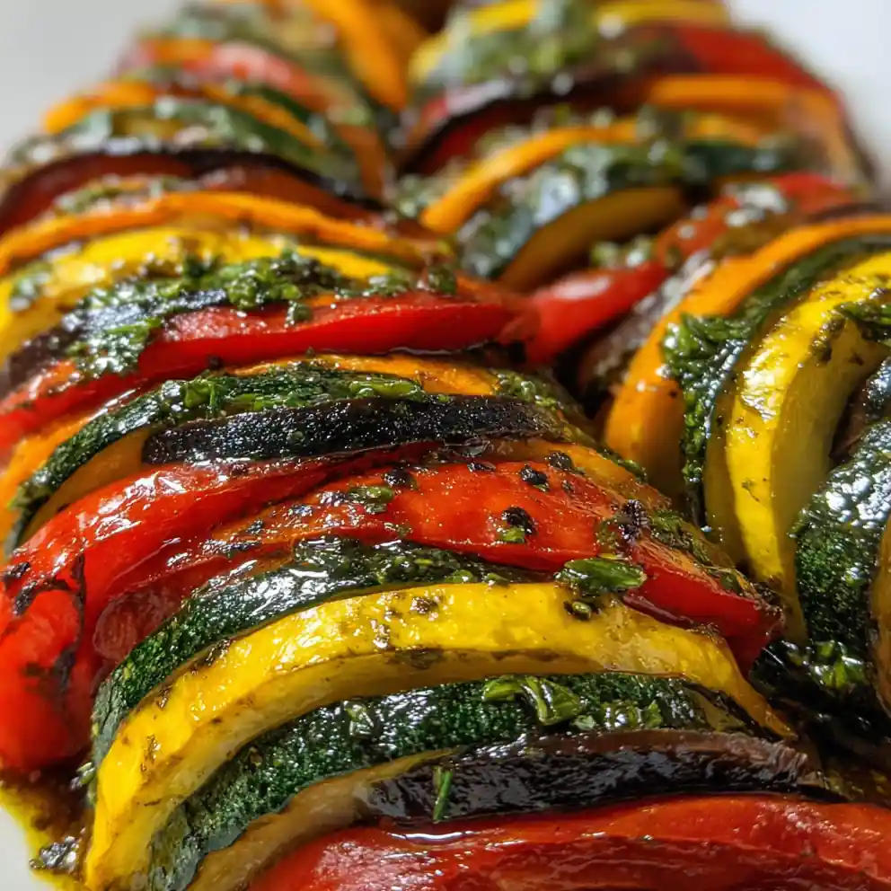 Ratatouille Recipe Layered Rainbow With Basil Oil 4 ratatouille recipe Layered Rainbow With Basil Oil