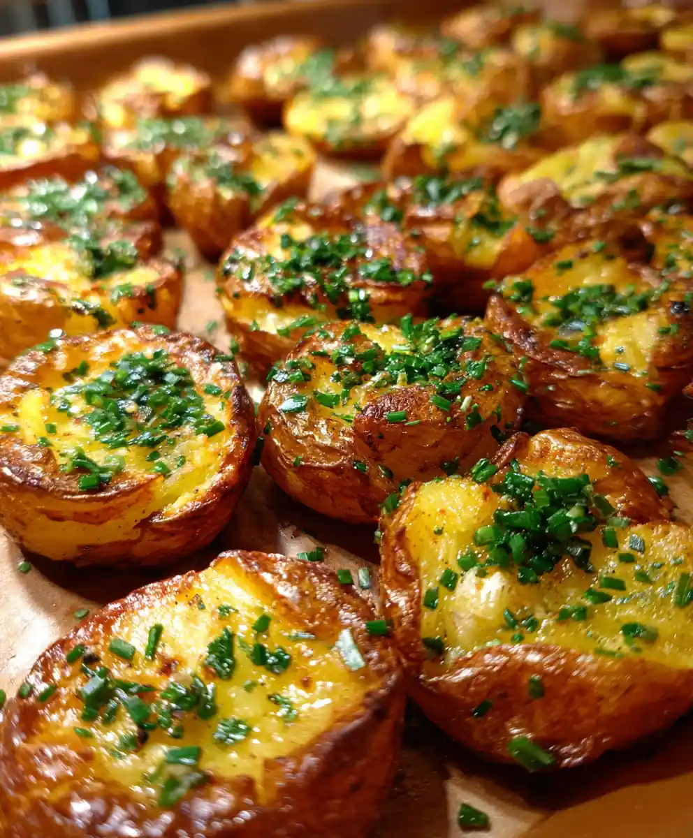 smashed potato recipe Golden Crisp Disks with Chive Emeralds