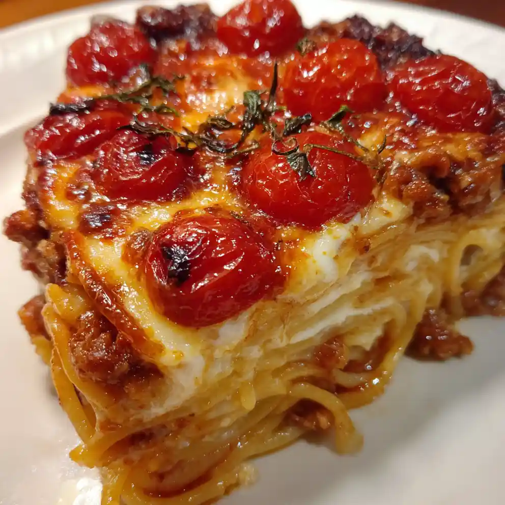 Spaghetti Pie Recipe With Roasted Tomato Ribbon 4 spaghetti pie recipe with Roasted Tomato Ribbon