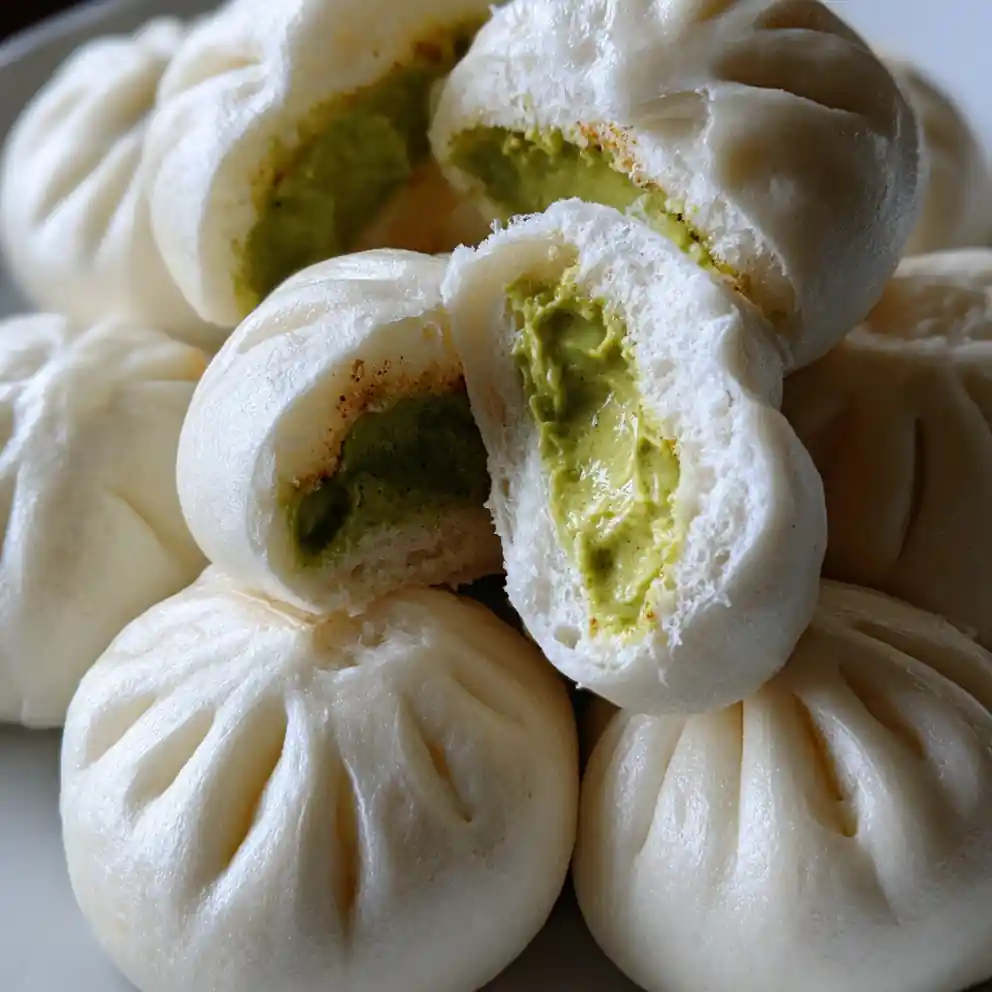 steamed buns recipe With Matcha Custard Swirl