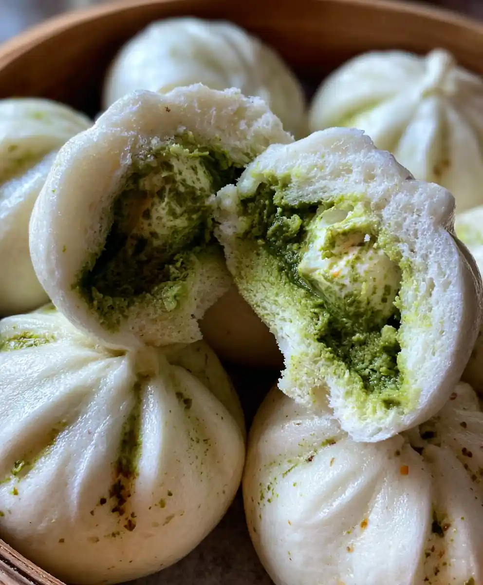 steamed buns recipe With Matcha Custard Swirl