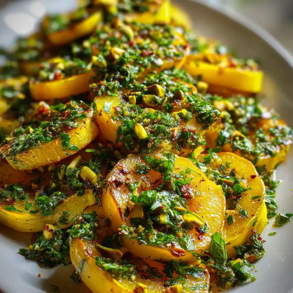 yellow squash recipe With Basil Pistachio Gremolata