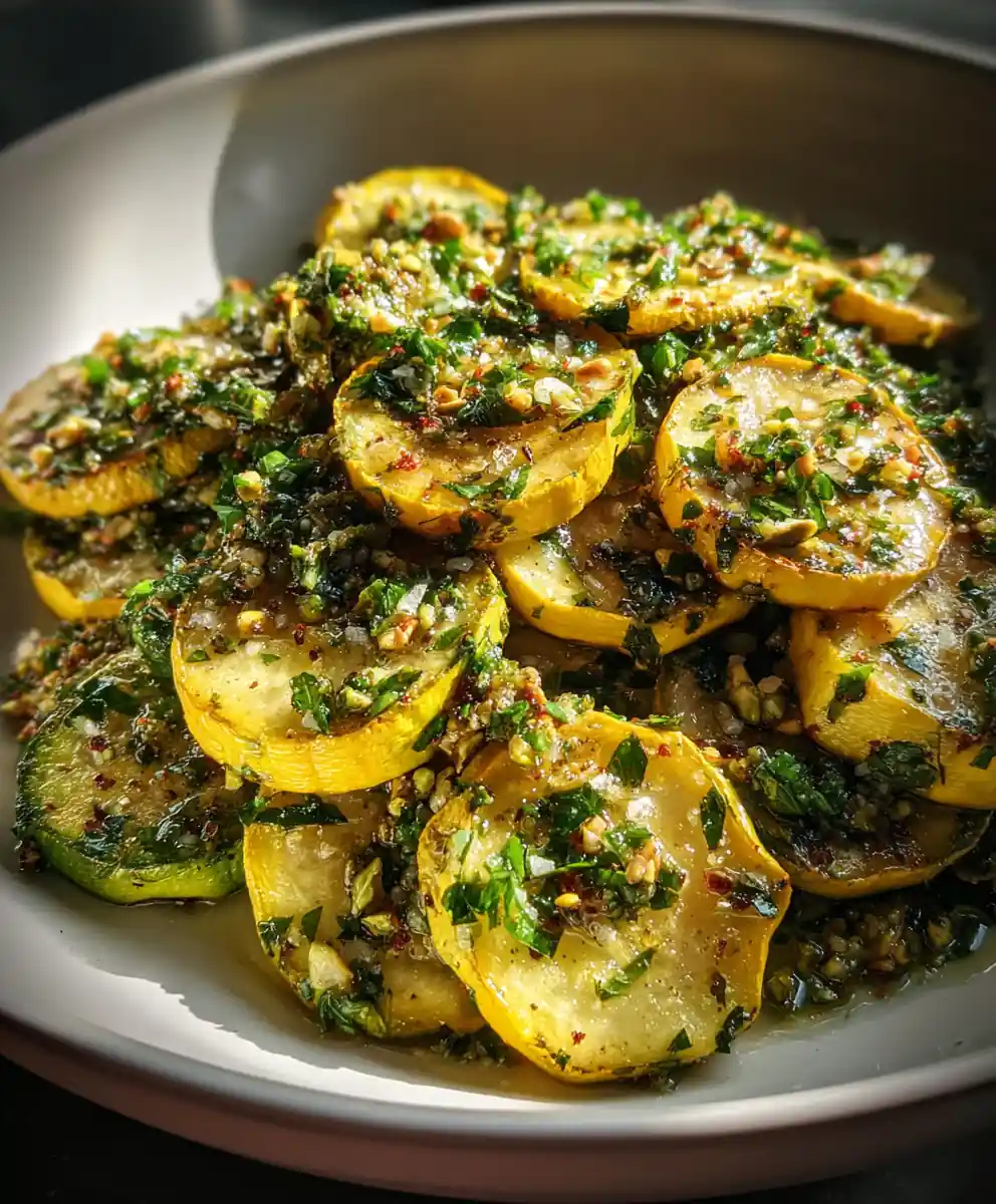 yellow squash recipe With Basil Pistachio Gremolata
