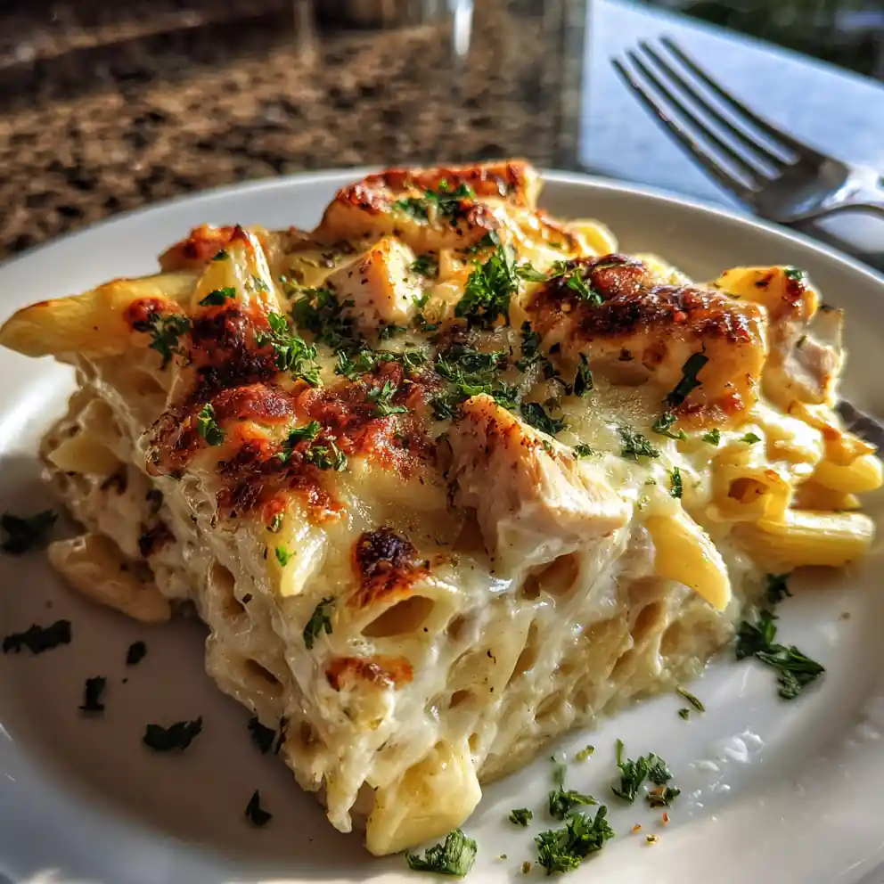 Baked Chicken Alfredo With Saffron Cream Swirl 4 Baked Chicken Alfredo with Saffron Cream Swirl