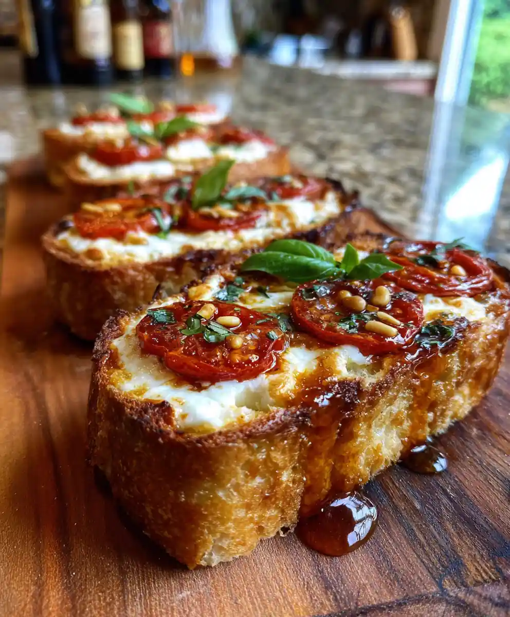 Basil Tomato Cheesy Toast With Sun Dried Tomato Glaze 5 Basil Tomato Cheesy Toast with Sun Dried Tomato Glaze