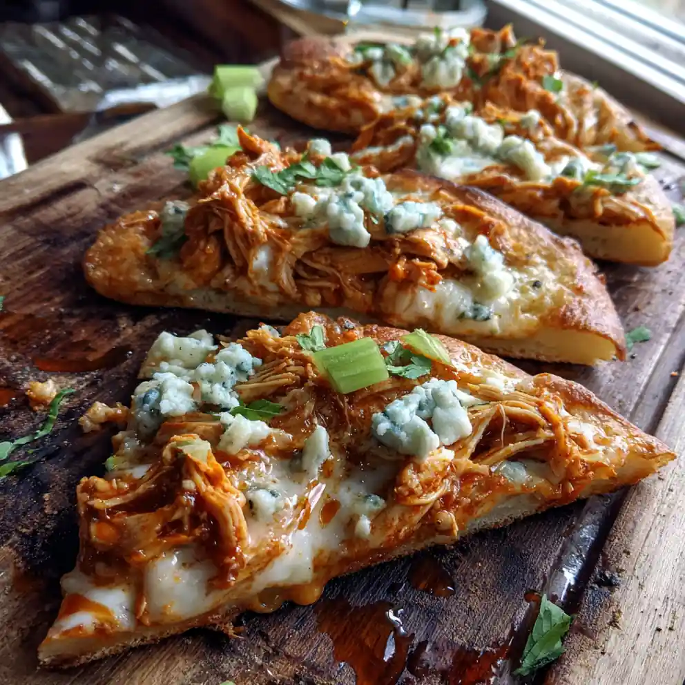 Buffalo Chicken Flatbread Pizza With Blue Cheese Cream Swirl 3 Buffalo Chicken Flatbread Pizza With Blue Cheese Cream Swirl 1767842721.4698904