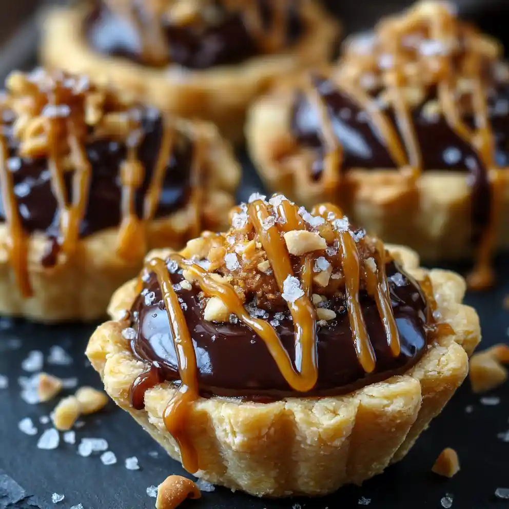 Butterfinger Caramel Crunch Mini Pies With Silky Peanut Butter Ganache 4 Butterfinger Caramel Crunch Mini Pies with Silky Peanut Butter Ganache