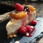 Caramel Swirled Summer Berry Peach Cheesecake 1767850697.6601093