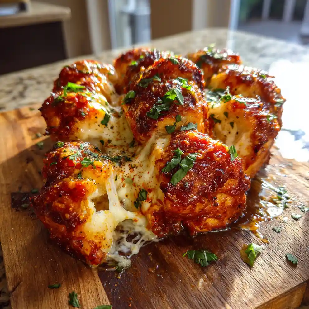 Cheesy Pizza Monkey Bread With Basil Oil Drizzle 1767826798.932987