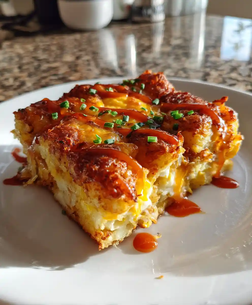 Cheesy Tater Tot Breakfast Casserole With Smoky Red Pepper Swirl 5 Cheesy Tater Tot Breakfast Casserole with Smoky Red Pepper Swirl