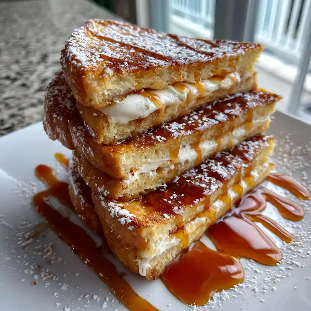 Cinnamon Swirl Churro French Toast With Caramel Drizzle 4 Cinnamon Swirl Churro French Toast with Caramel Drizzle