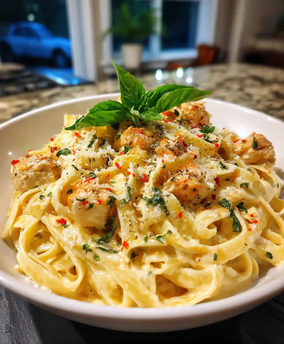 Creamy Chicken Alfredo Pasta With Roasted Red Pepper Swirl 5 Creamy Chicken Alfredo Pasta with Roasted Red Pepper Swirl