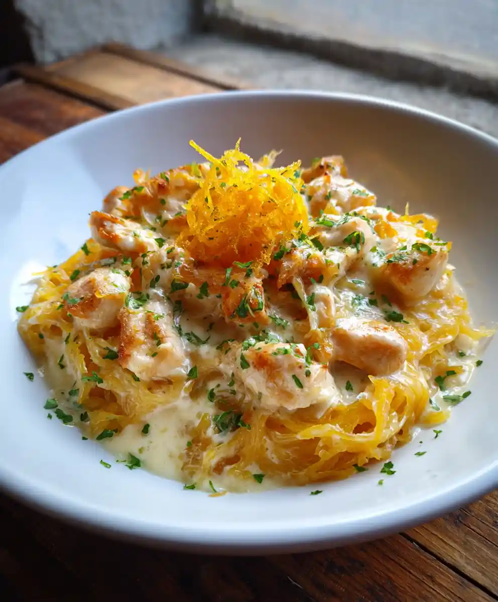 Creamy Chicken Alfredo Over Spaghetti Squash With Lemon Herb Swirl 5 Creamy Chicken Alfredo over Spaghetti Squash with Lemon Herb Swirl