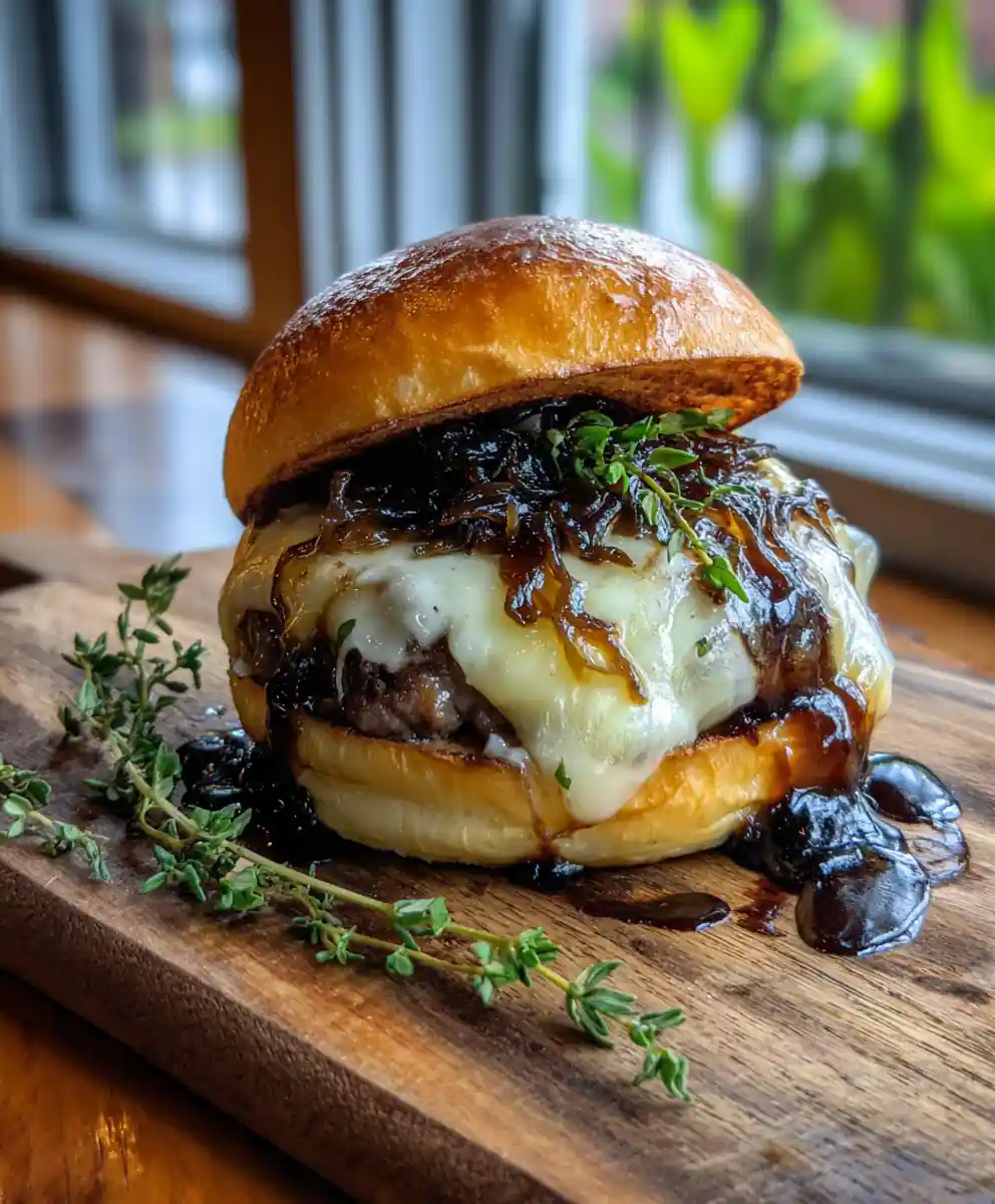 French Onion Soup Burgers With Balsamic Caramelized Onion Jam 5 French Onion Soup Burgers with Balsamic Caramelized Onion Jam