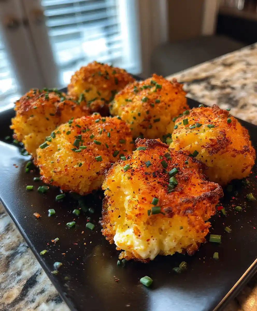 Golden Cheesy Mashed Potato Puffs With Herbed Cream Cheese Center 5 Golden Cheesy Mashed Potato Puffs with Herbed Cream Cheese Center