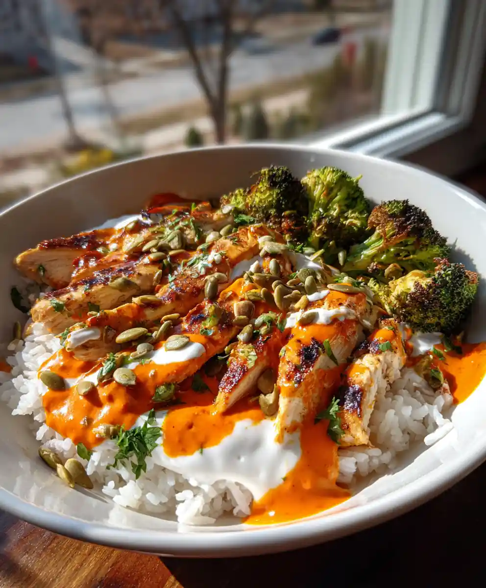 Grilled Chicken And Broccoli Bowls With Creamy Garlic Sauce And Roasted Red Pepper Swirl 5 Grilled Chicken and Broccoli Bowls with Creamy Garlic Sauce and Roasted Red Pepper Swirl