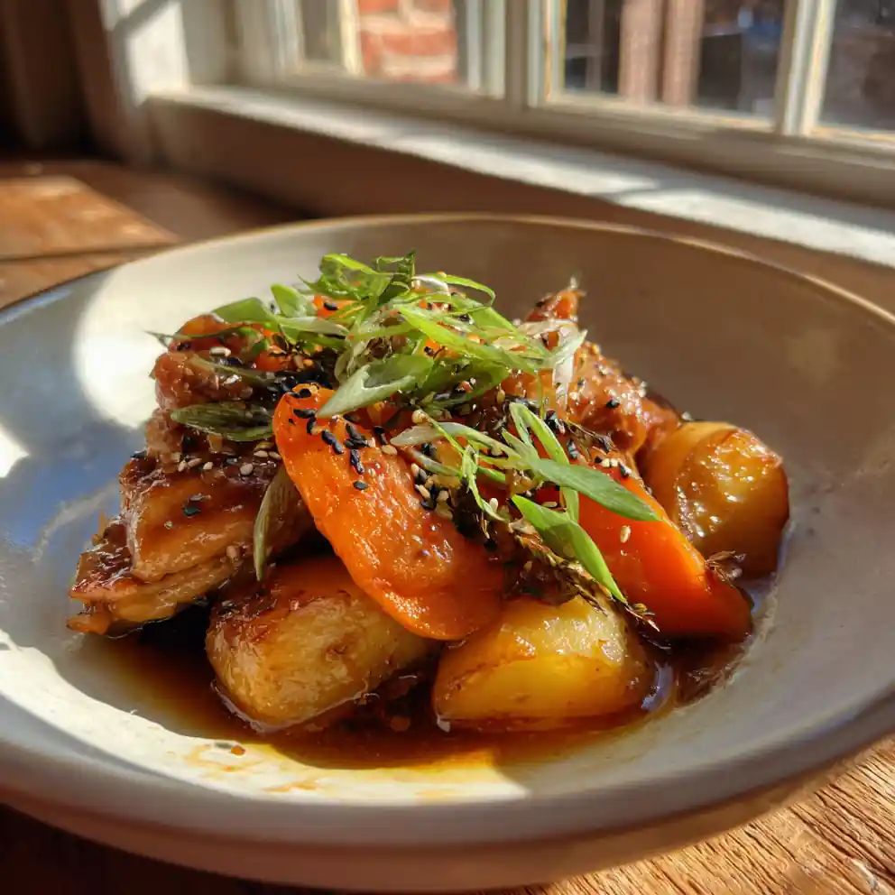 Korean Braised Chicken Jjimdak With Caramelized Pear Glaze 4 Korean Braised Chicken Jjimdak with Caramelized Pear Glaze