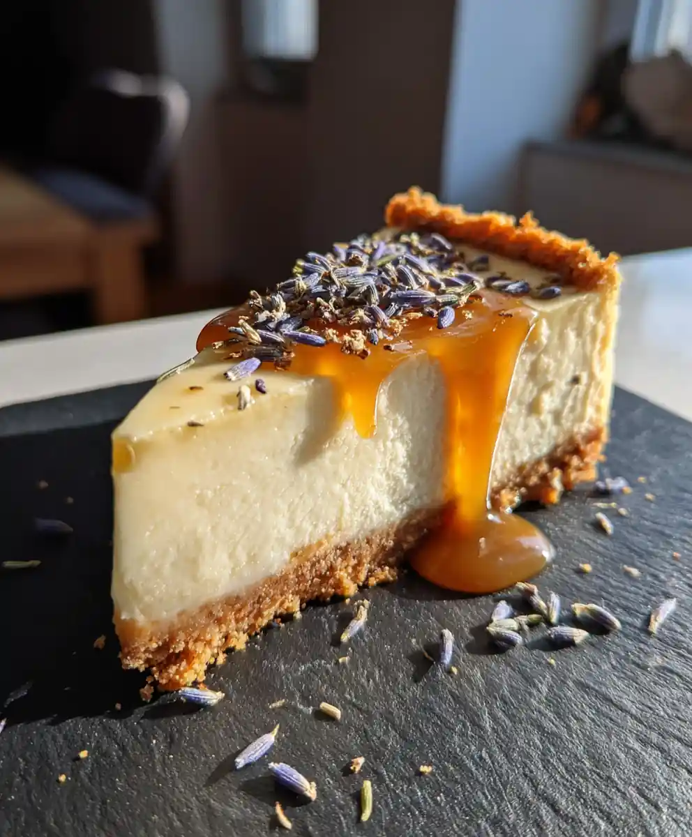 Lavender Infused Vanilla Bean Cheesecake With A Brown Butter Caramel Ribbon 5 Lavender Infused Vanilla Bean Cheesecake with a Brown Butter Caramel Ribbon