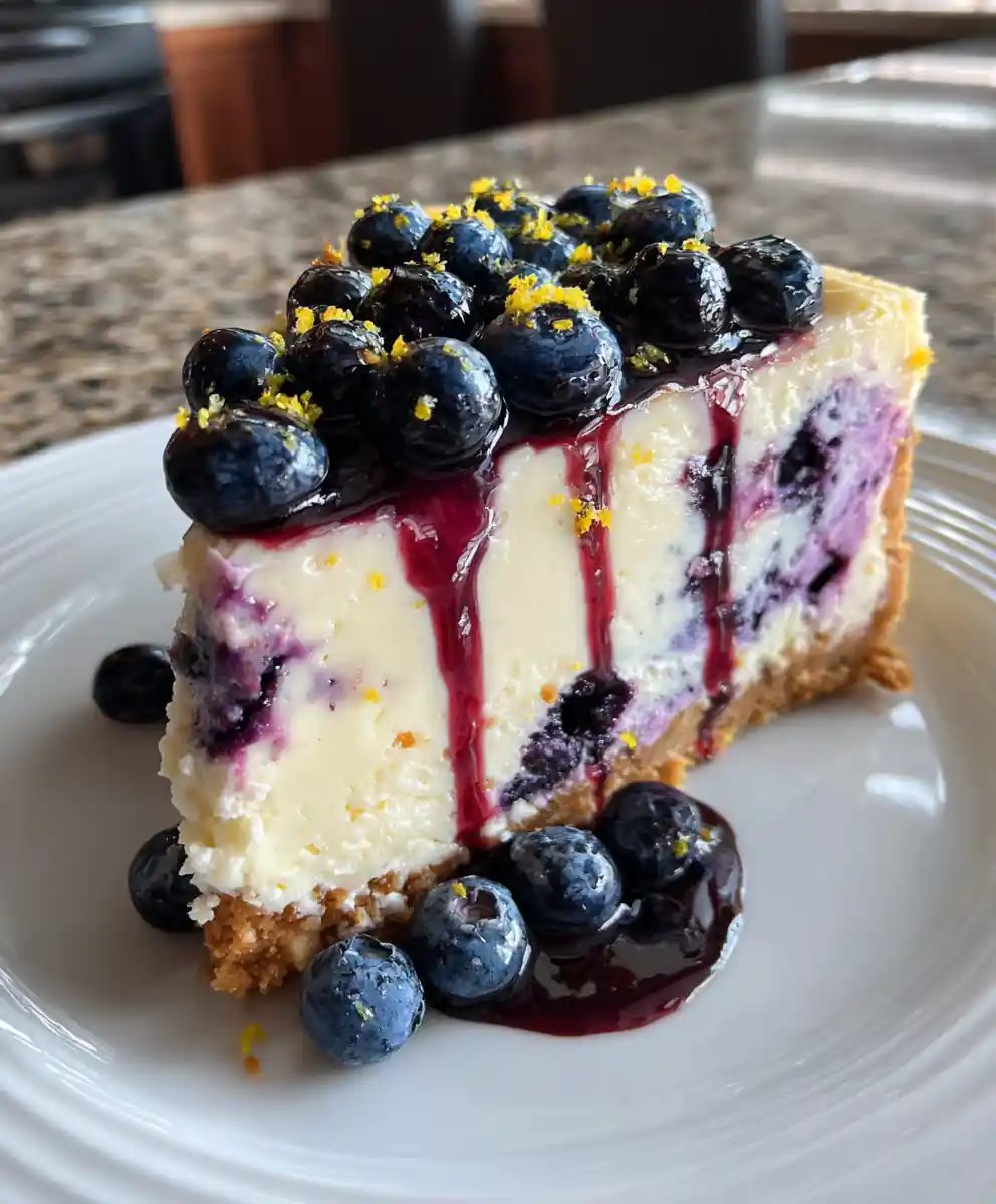 Lemon Blueberry Swirl Cheesecake With Glossy Fruit Glaze 5 Lemon Blueberry Swirl Cheesecake with Glossy Fruit Glaze