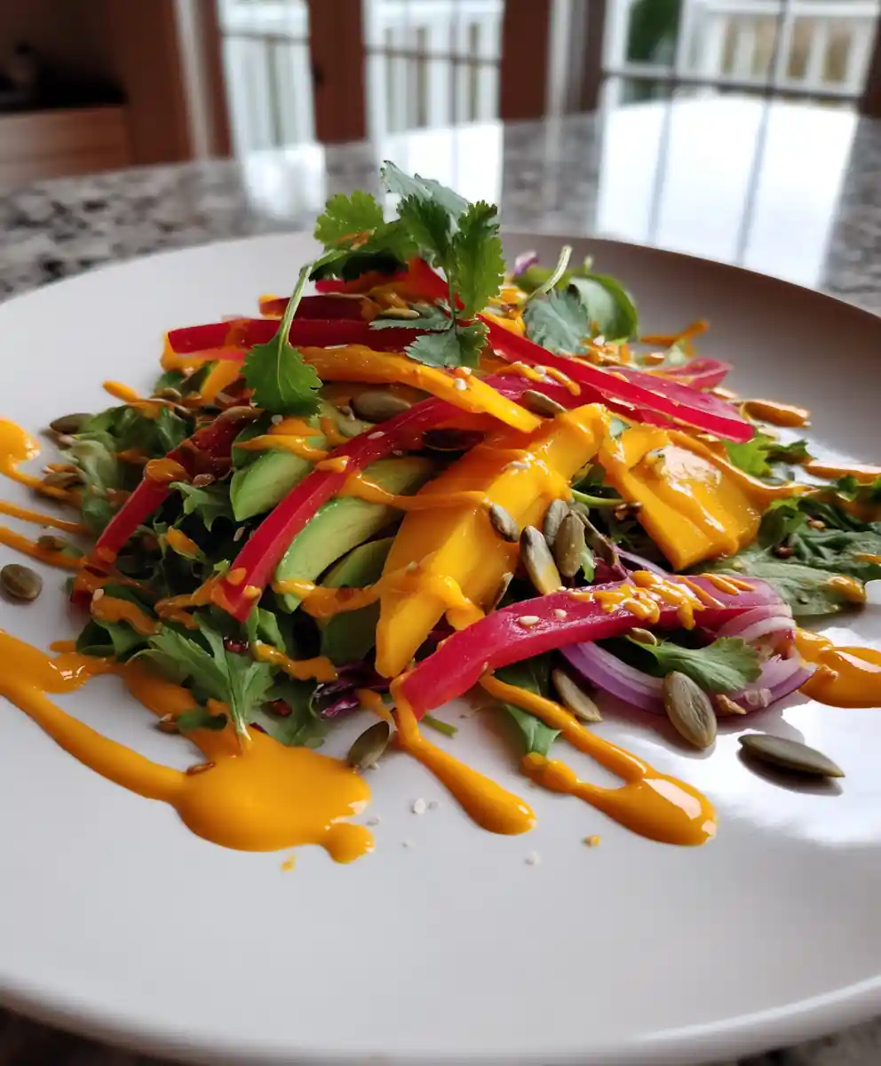 Mango Avocado Salad With Chili Lime Cream Drizzle 5 Mango Avocado Salad with Chili Lime Cream Drizzle