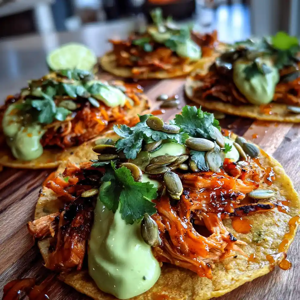 Mango Habanero Glazed Chicken Street Tacos With Avocado Lime Crema 4 Mango Habanero Glazed Chicken Street Tacos with Avocado Lime Crema