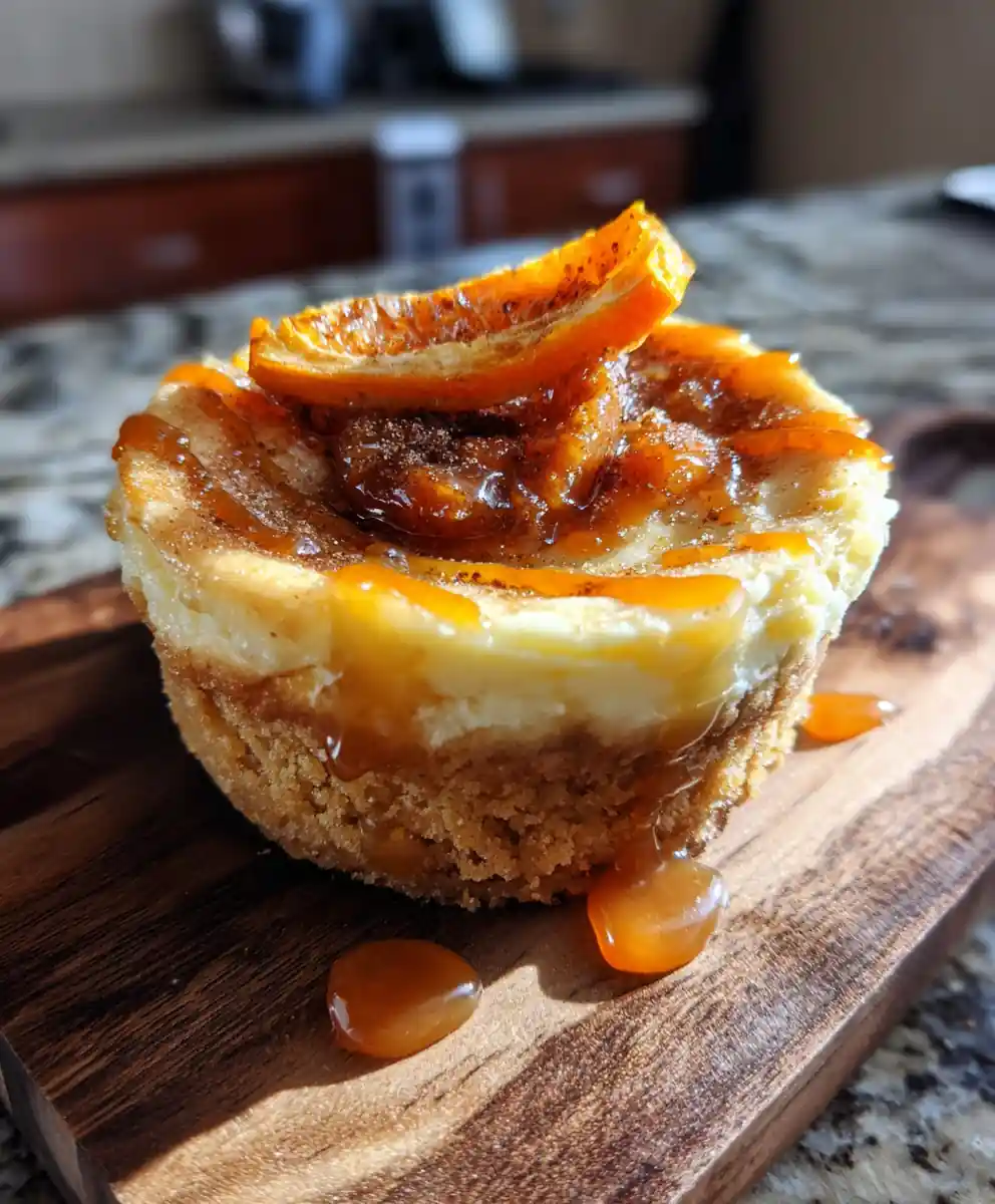Mini Cinnamon Roll Cheesecakes With Orange Honey Caramel Drizzle 5 Mini Cinnamon Roll Cheesecakes with Orange Honey Caramel Drizzle