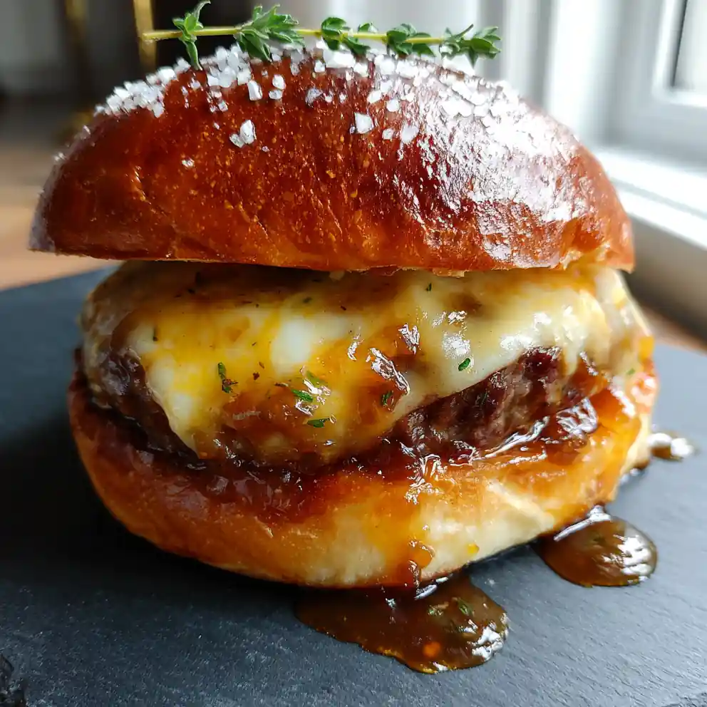 Onion Soup Burgers With Caramelized Onion Jam And Beef Broth Glaze 4 Onion Soup Burgers with Caramelized Onion Jam and Beef Broth Glaze