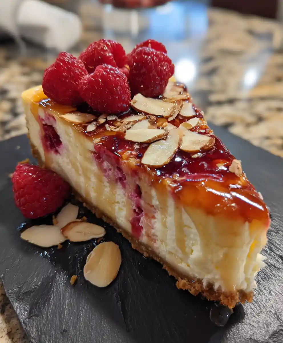 Peach Raspberry Swirled Cheesecake With Caramelized Peach Glaze 5 Peach Raspberry Swirled Cheesecake with Caramelized Peach Glaze