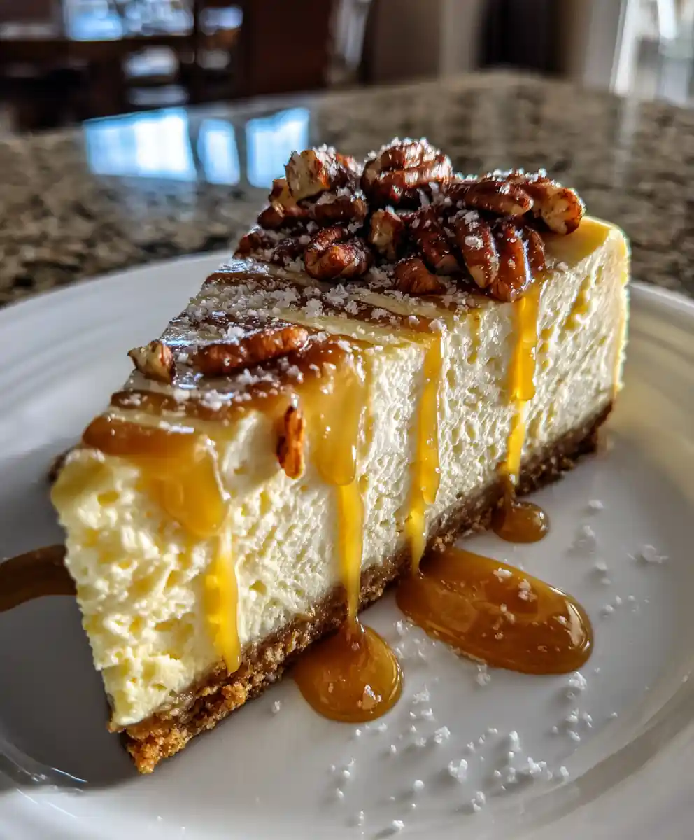 Pecan Caramel Cheesecake With Sea Salt Caramel Swirl 5 Pecan Caramel Cheesecake with Sea Salt Caramel Swirl
