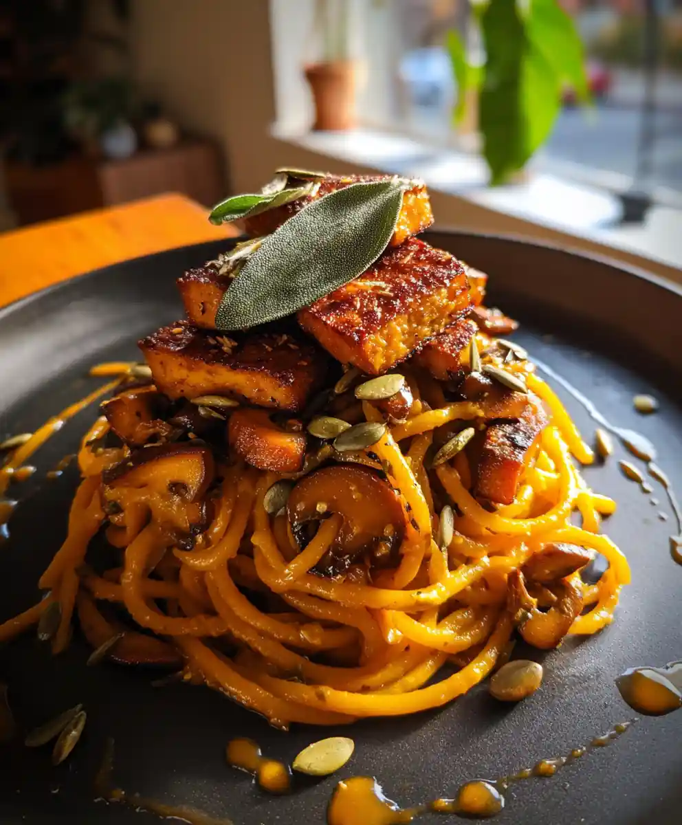 Pumpkin Mushroom Spaghetti With Smoky Tempeh Crunch 5 Pumpkin Mushroom Spaghetti with Smoky Tempeh Crunch