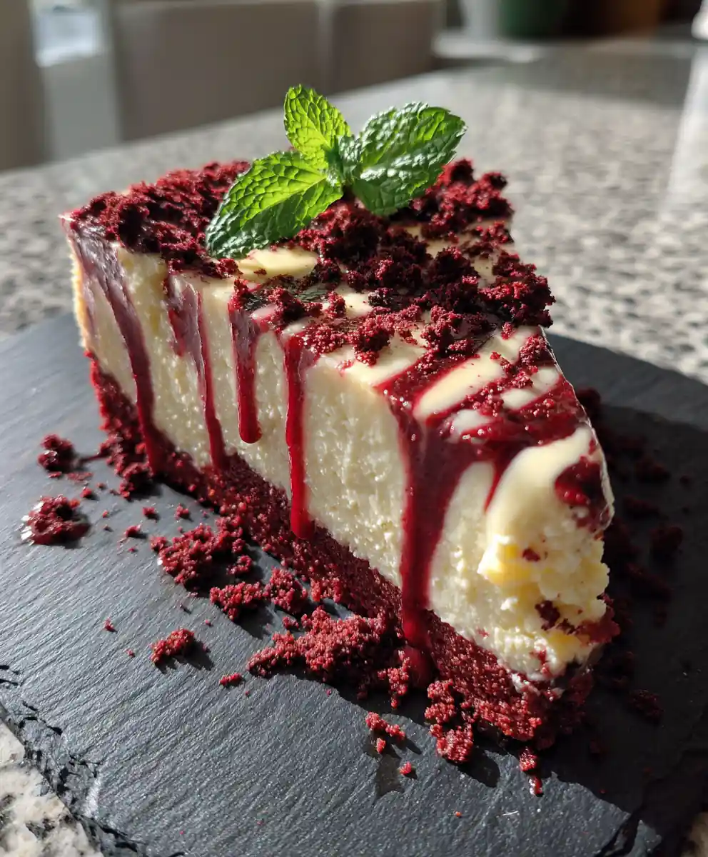 Red Velvet Oreo Cheesecake With White Chocolate Marble Swirl 5 Red Velvet Oreo Cheesecake with White Chocolate Marble Swirl