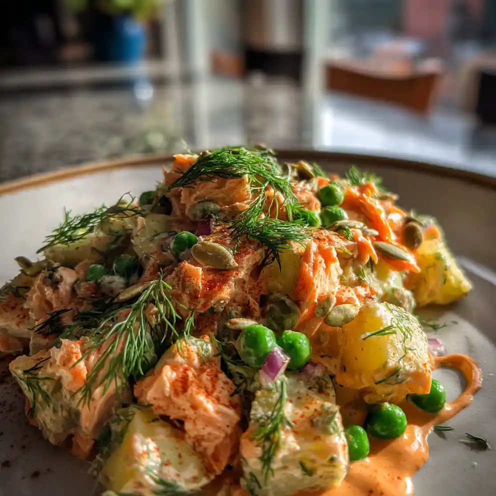 Russian Salmon Potato Salad With Smoked Paprika Yogurt Drizzle 1767845104.3602135
