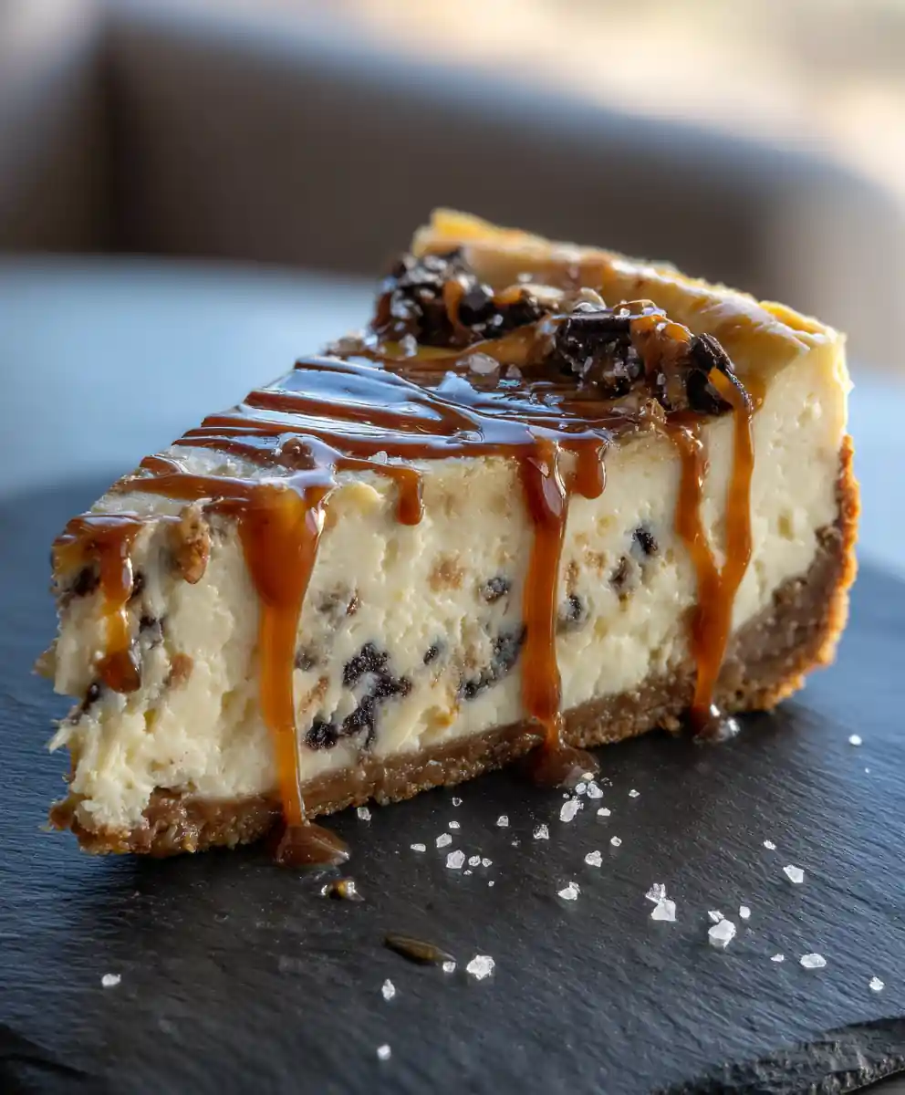 Salted Caramel Chocolate Chip Cheesecake With Espresso Caramel Swirl 5 Salted Caramel Chocolate Chip Cheesecake with Espresso Caramel Swirl