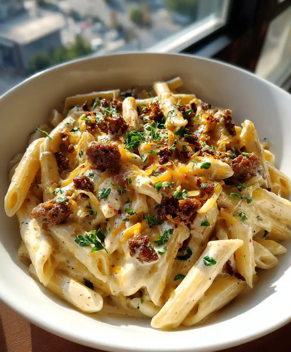 Smoky Chipotle Cheeseburger Alfredo Pasta 5 Smoky Chipotle Cheeseburger Alfredo Pasta