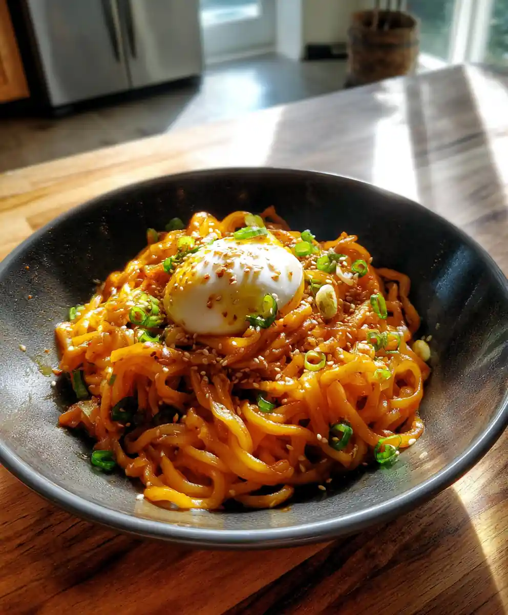 Spicy Buldak Ramen With Coconut Miso Cream And Soft Boiled Egg 5 Spicy Buldak Ramen with Coconut Miso Cream and Soft Boiled Egg