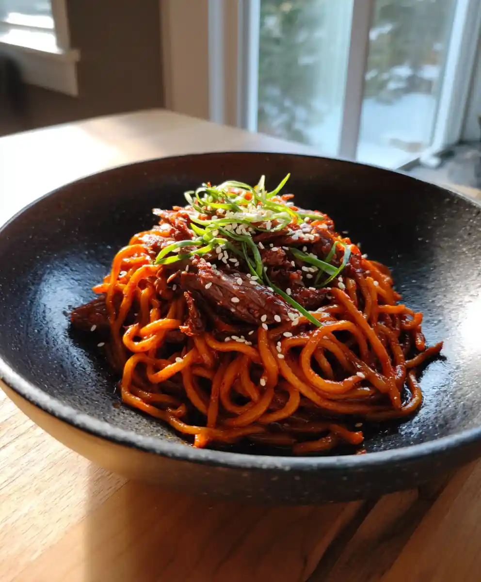 Spicy Korean Gochujang Beef Noodles With Coconut Cream Swirl 5 Spicy Korean Gochujang Beef Noodles with Coconut Cream Swirl