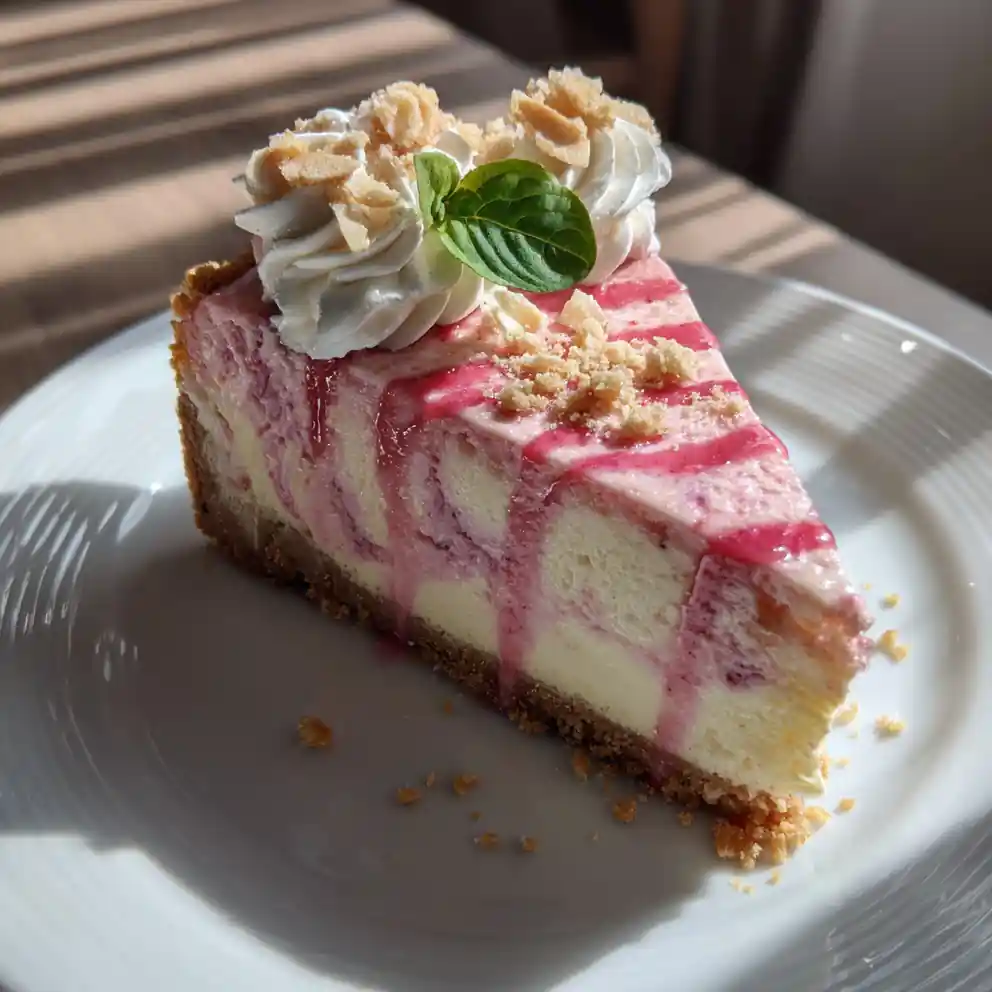 Strawberry Basil Swirl Crumble Cheesecake 4 Strawberry Basil Swirl Crumble Cheesecake