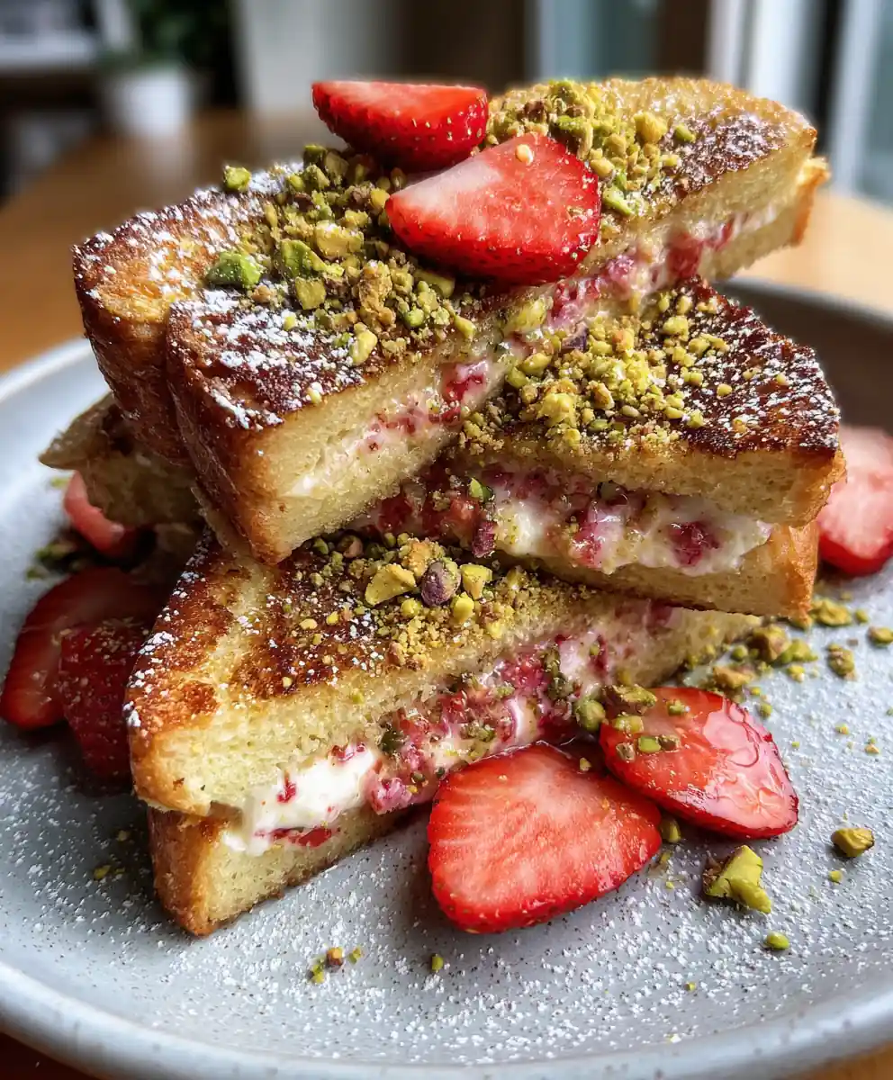 Strawberry Cheesecake French Toast With Pistachio Brown Butter Crumble 5 Strawberry Cheesecake French Toast with Pistachio Brown Butter Crumble