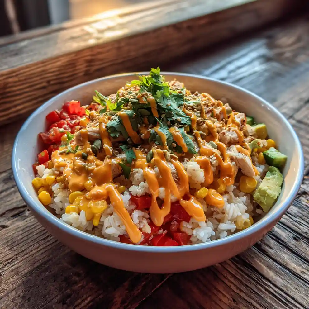 Street Corn Chicken Rice Bowl With Charred Corn Cream Drizzle 1767798355.2965899