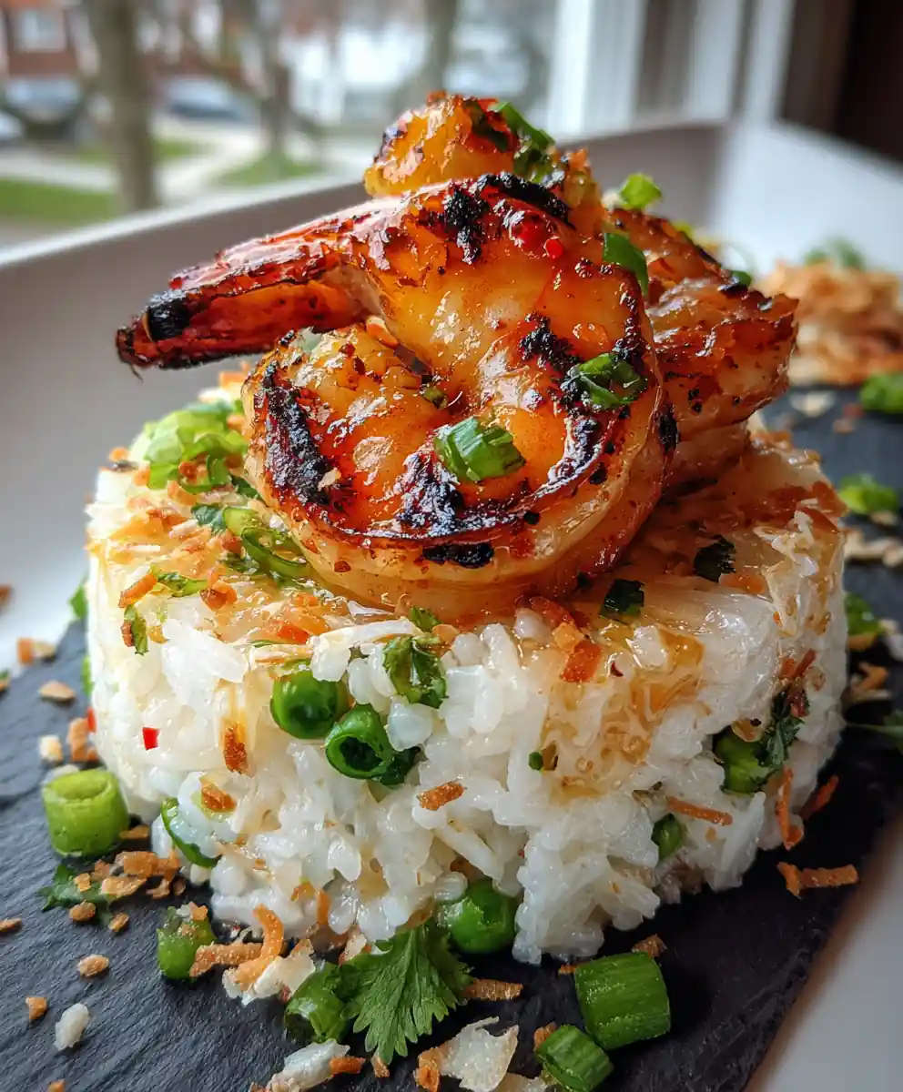 Thai Chili Lemongrass Grilled Shrimp Over Lime Fried Rice With Coconut Lime Drizzle 5 Thai Chili Lemongrass Grilled Shrimp over Lime Fried Rice with Coconut Lime Drizzle