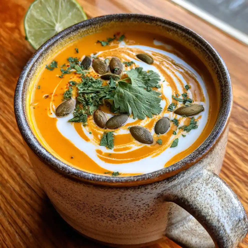 Thai Coconut Pumpkin Soup With Charred Lemongrass Cream Swirl 1767863026.3370922
