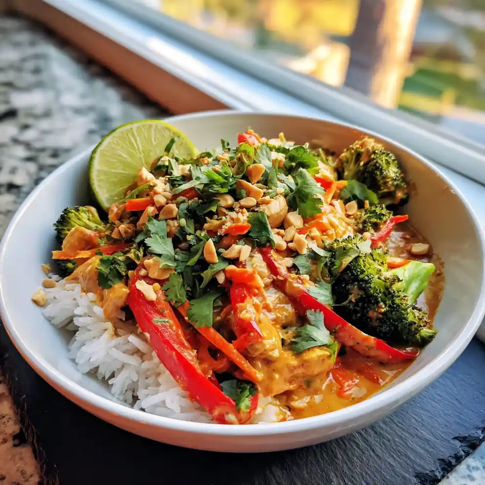Thai Peanut Chicken Buddha Bowl With Coconut Lime Swirl 4 Thai Peanut Chicken Buddha Bowl with Coconut Lime Swirl