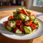 Tomato Cucumber Avocado Salad With Mozzarella, Basil Pesto, And Smoky Chipotle Lime Vinaigrette 6 Tomato Cucumber Avocado Salad With Mozzarella Basil Pesto And Smoky Chipotle Lime Vinaigrette 1767849862.9010696