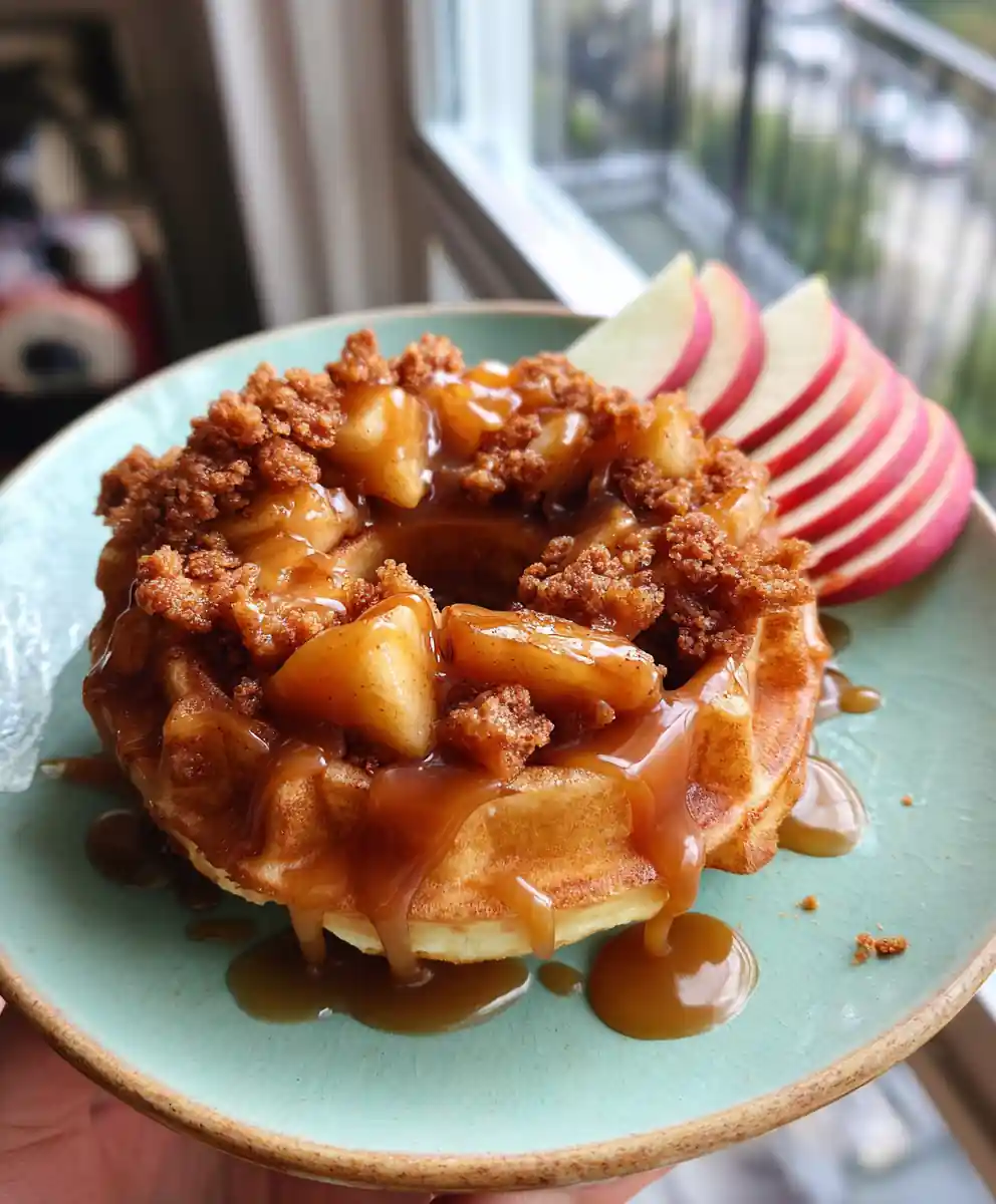 Apple Fritter Waffle Donuts With Cinnamon Maple Caramel Drizzle 5 Apple Fritter Waffle Donuts With Cinnamon Maple Caramel Drizzle