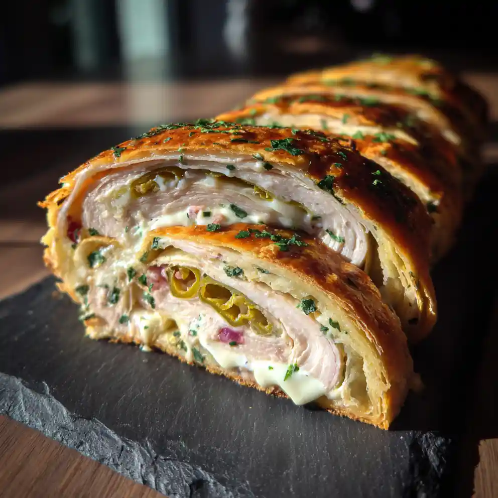 Chicken Smoked Turkey Ranch Stromboli With Jalapeño Cream Swirl 4 Chicken Smoked Turkey Ranch Stromboli With Jalapeño Cream Swirl