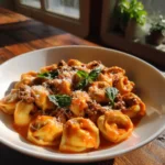 Creamy Beef Tortellini Skillet With Roasted Red Pepper Swirl 1772109190.9151502