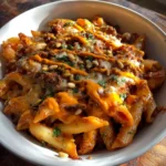 Crockpot Ground Beef Pasta With Roasted Red Pepper Cashew Cream Swirl 1772075044.5008497