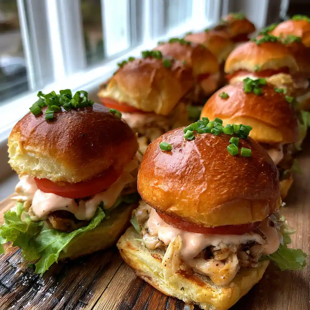 Honey Mustard Chicken Lettuce Tomato Sliders With Cream Cheese Swirl 1772029063.967694
